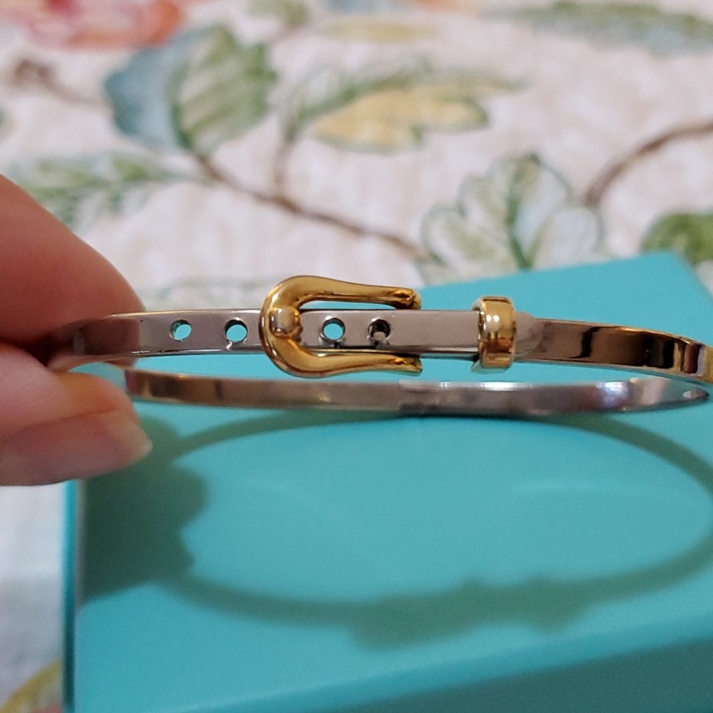 Artisan Sterling and 14k Gold Bracelet w Buckle